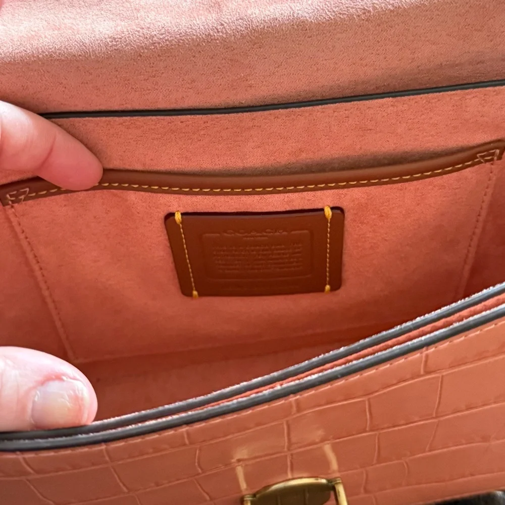Coach Studio Shoulder Bag in Coral with Brass Hardware
